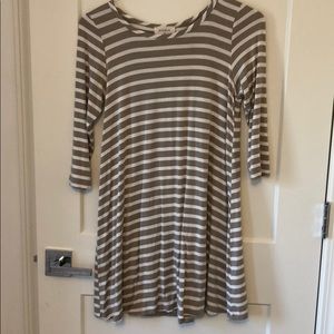 Everly tan and white striped dress